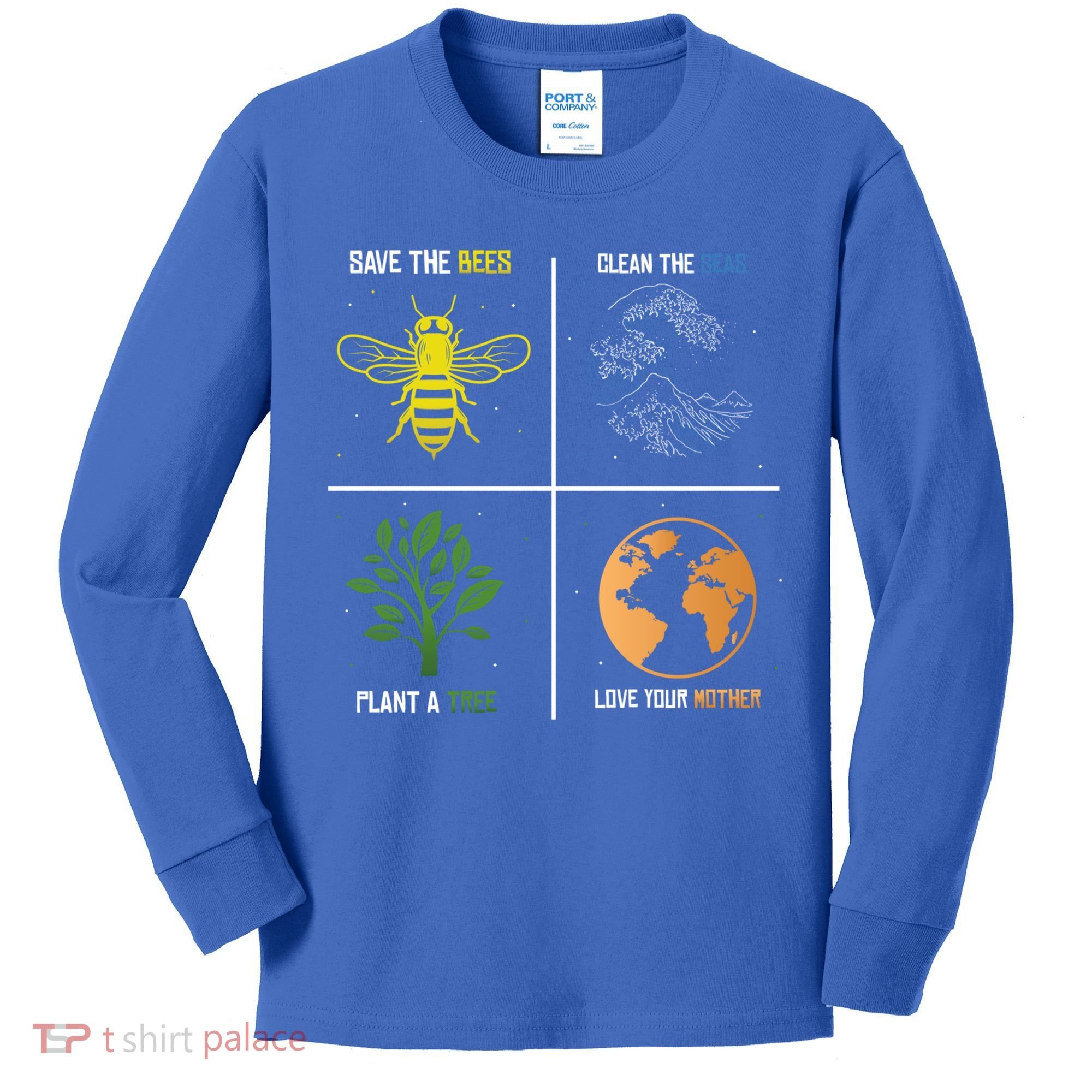 Save The Bees Plant More Trees Earth Day Gift Kids Long Sleeve Shirt