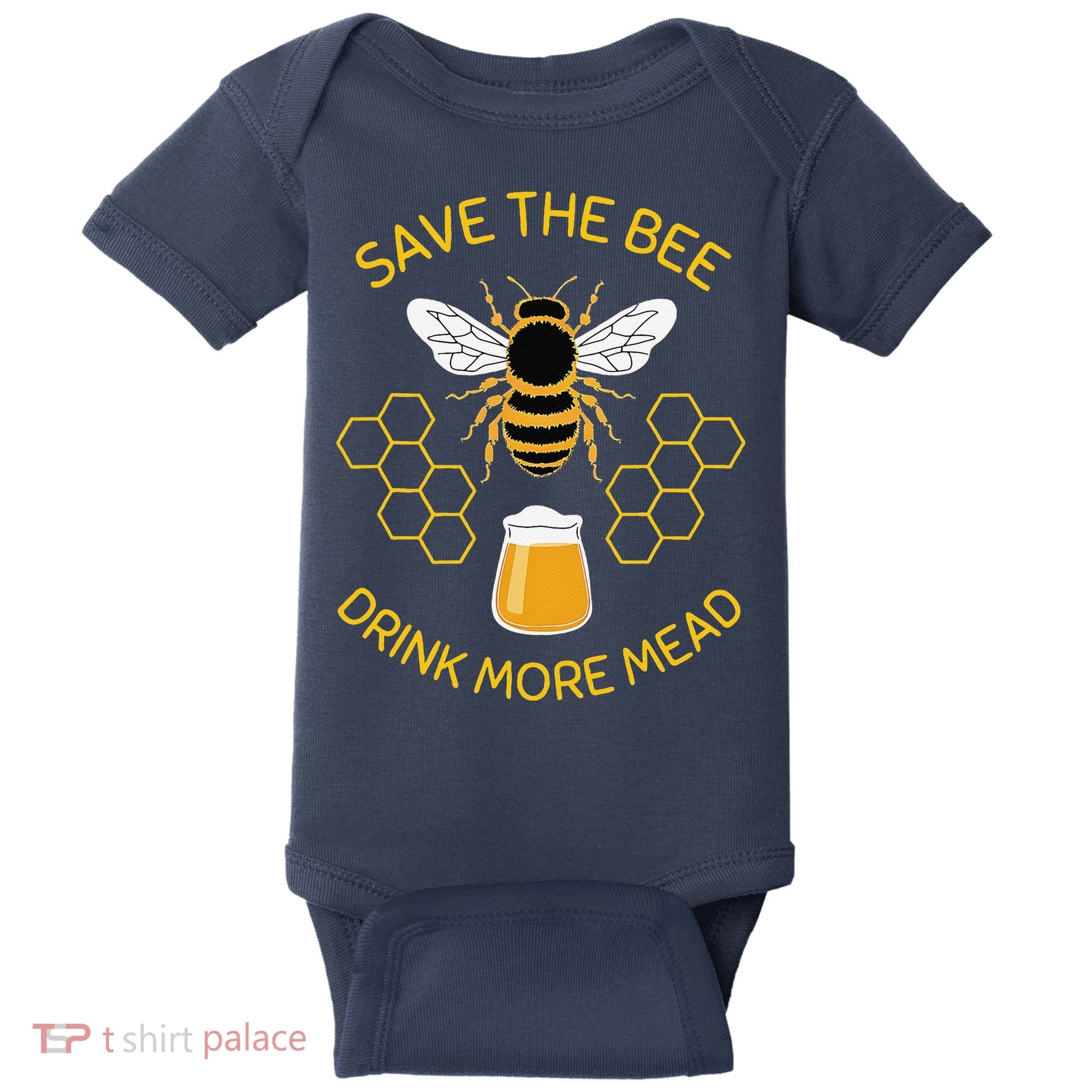 Save The Bees Drink More Mead Funny Craft Beer Brew Baby Bodysuit