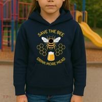 Save The Bees Drink More Mead Funny Craft Beer Brew Kids Hoodie thumb 3