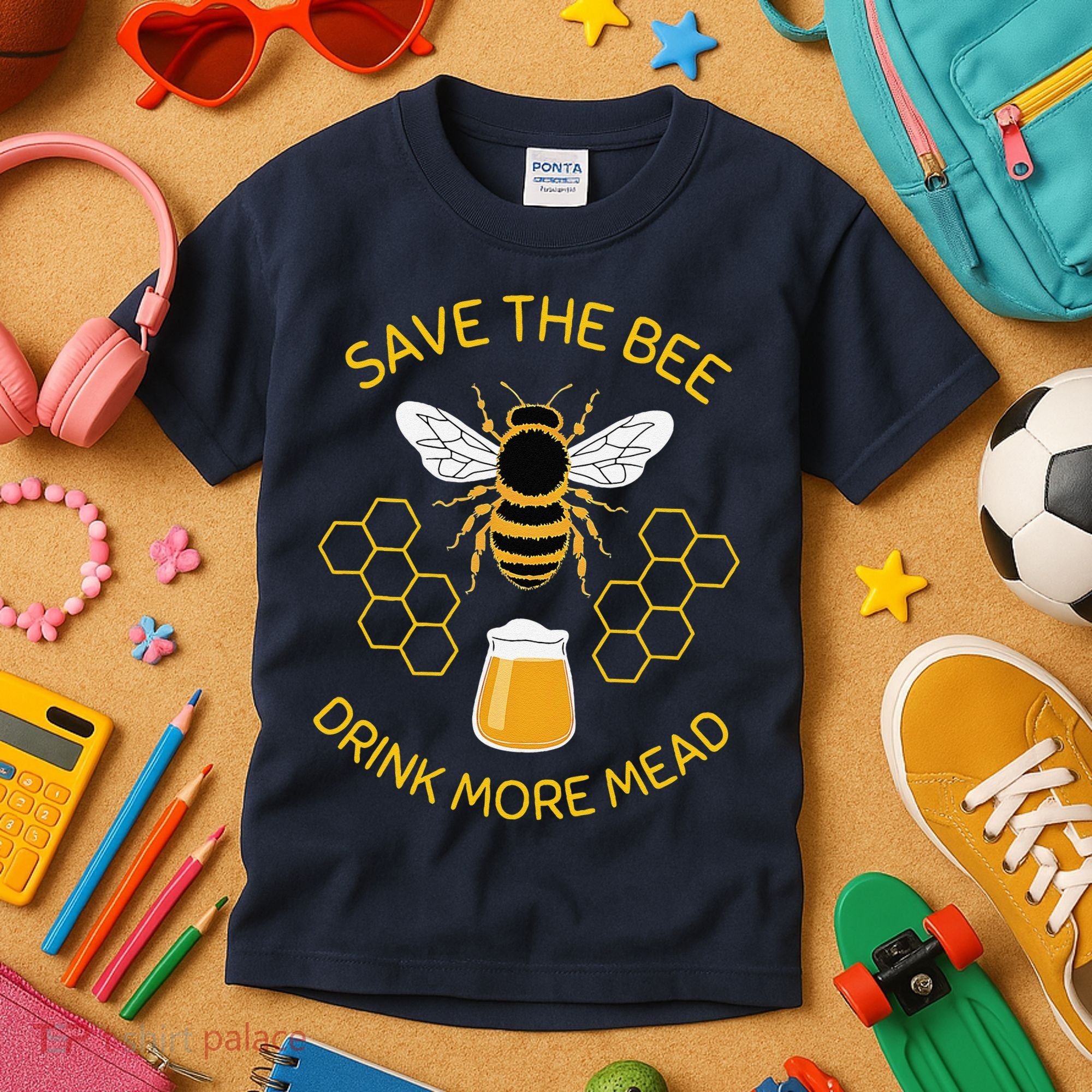 Save The Bees Drink More Mead Funny Craft Beer Brew Kids T-Shirt