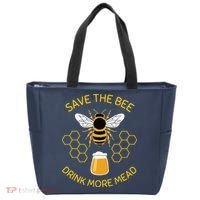 Save The Bees Drink More Mead Funny Craft Beer Brew Tote Bag thumb 0