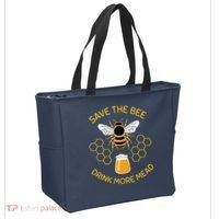 Save The Bees Drink More Mead Funny Craft Beer Brew Tote Bag thumb 2