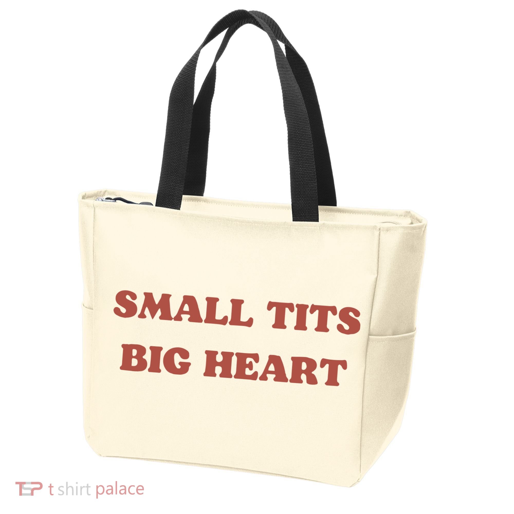 Small Tits Big Heart Tote Bag