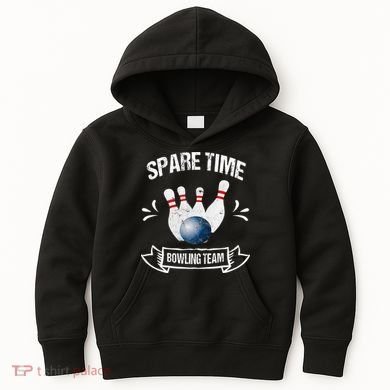 Spare Time Bowling Team Funny Bowling Kids Hoodie