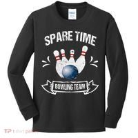 Spare Time Bowling Team Funny Bowling Kids Long Sleeve Shirt thumb 0