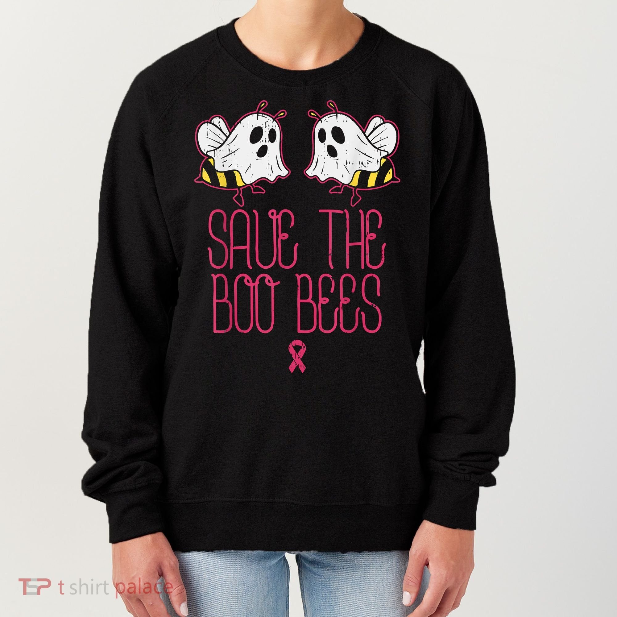 Save The Boobees Boo Bees Breast Cancer Halloween Women's Sweatshirt