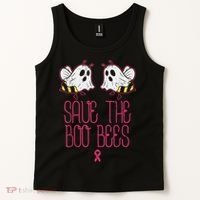 Save The Boobees Boo Bees Breast Cancer Halloween Tank Top thumb 2