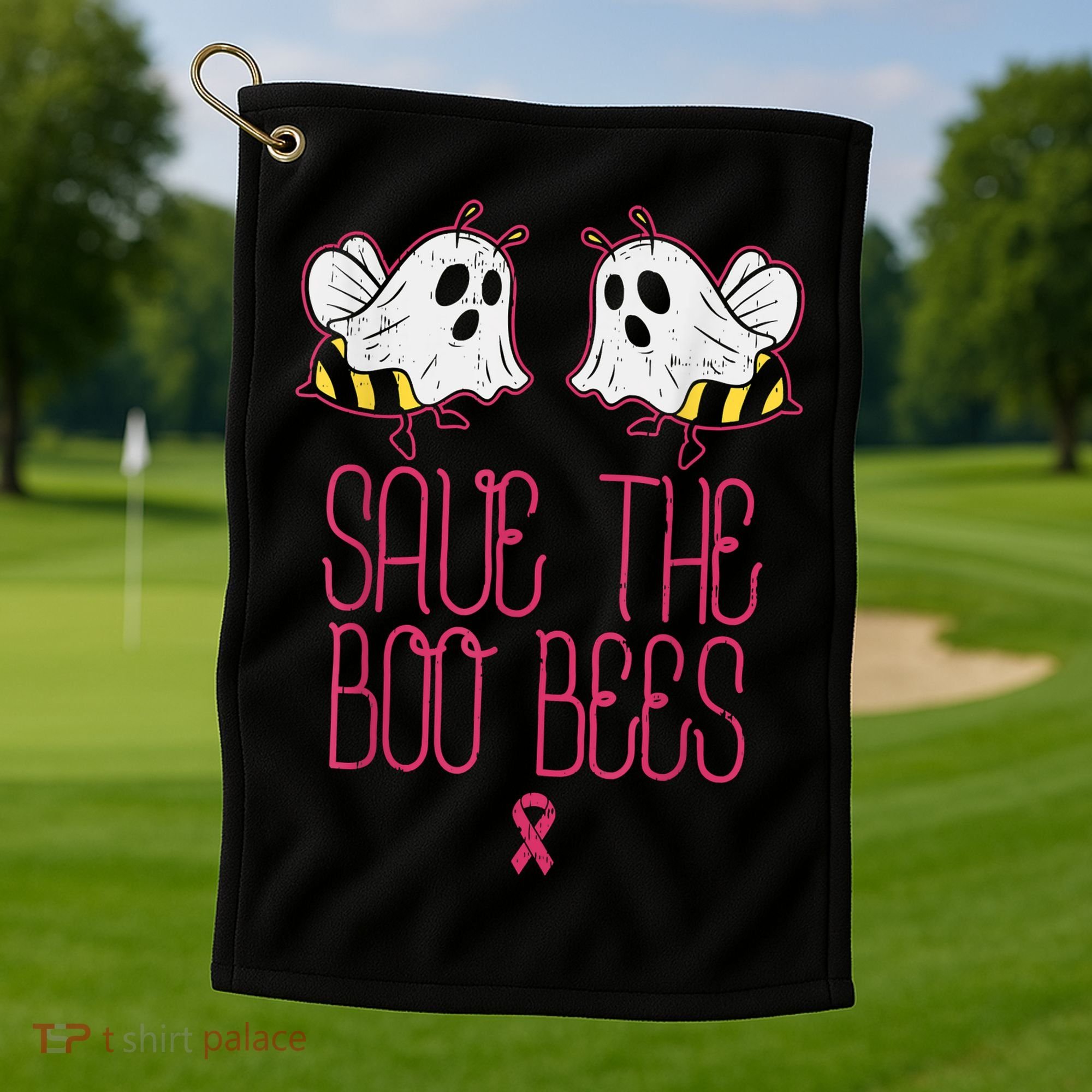 Save The Boobees Boo Bees Breast Cancer Halloween Golf Towel