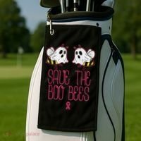 Save The Boobees Boo Bees Breast Cancer Halloween Golf Towel thumb 2