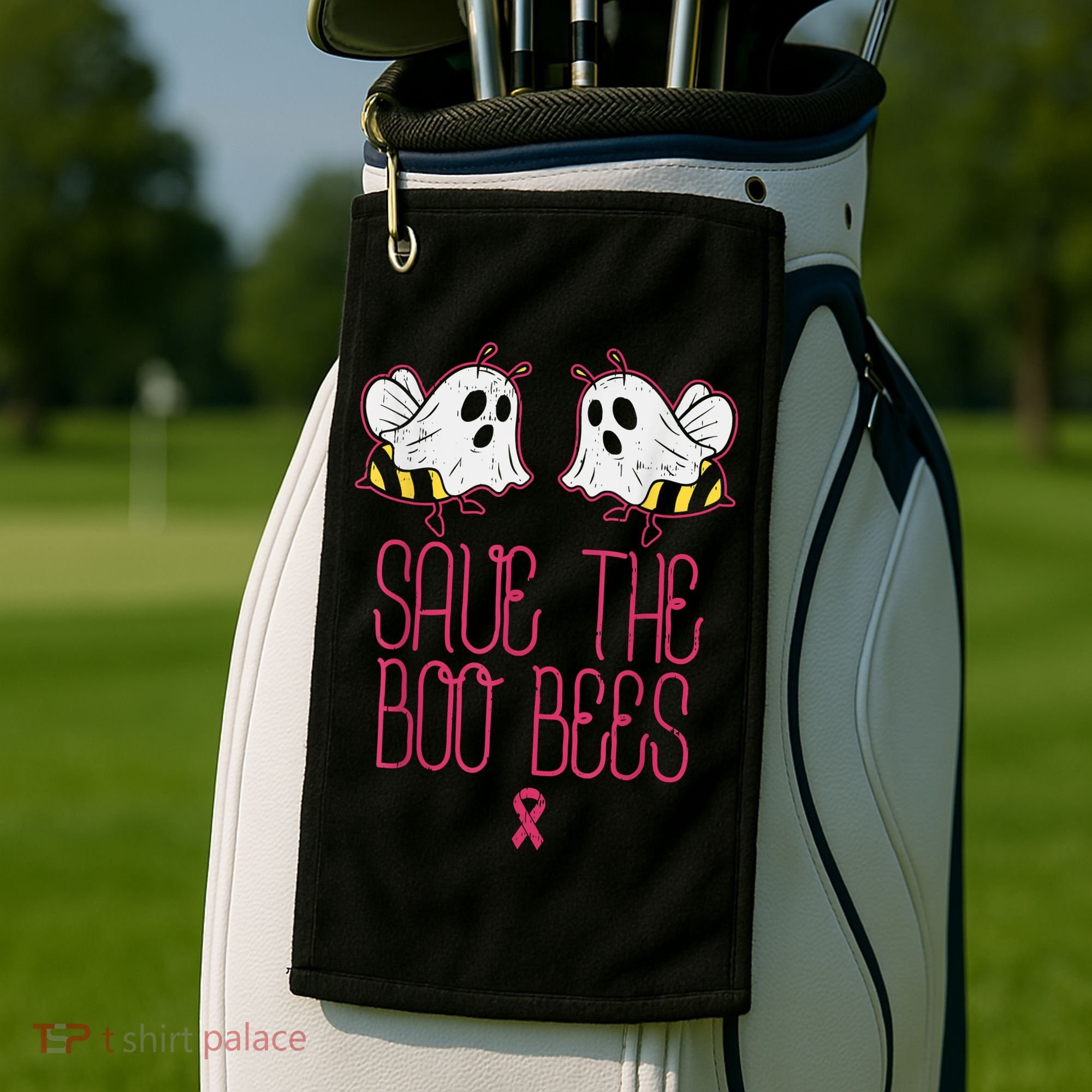 Save The Boobees Boo Bees Breast Cancer Halloween Golf Towel