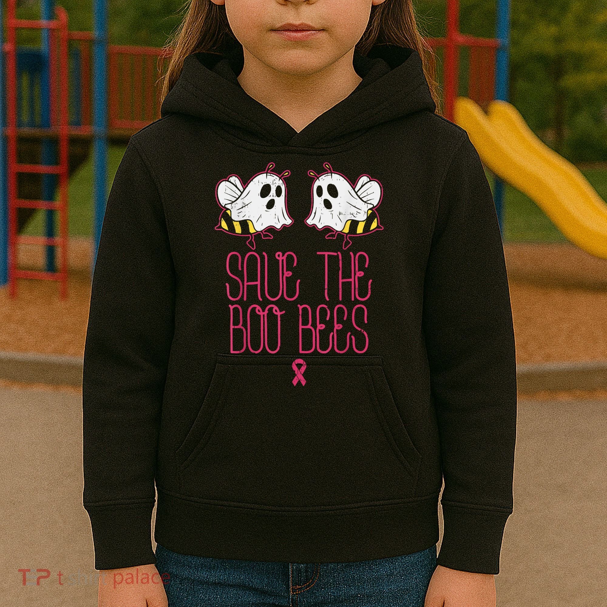 Save The Boobees Boo Bees Breast Cancer Halloween Kids Hoodie