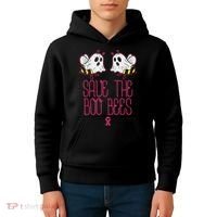 Save The Boobees Boo Bees Breast Cancer Halloween Kids Hoodie thumb 4