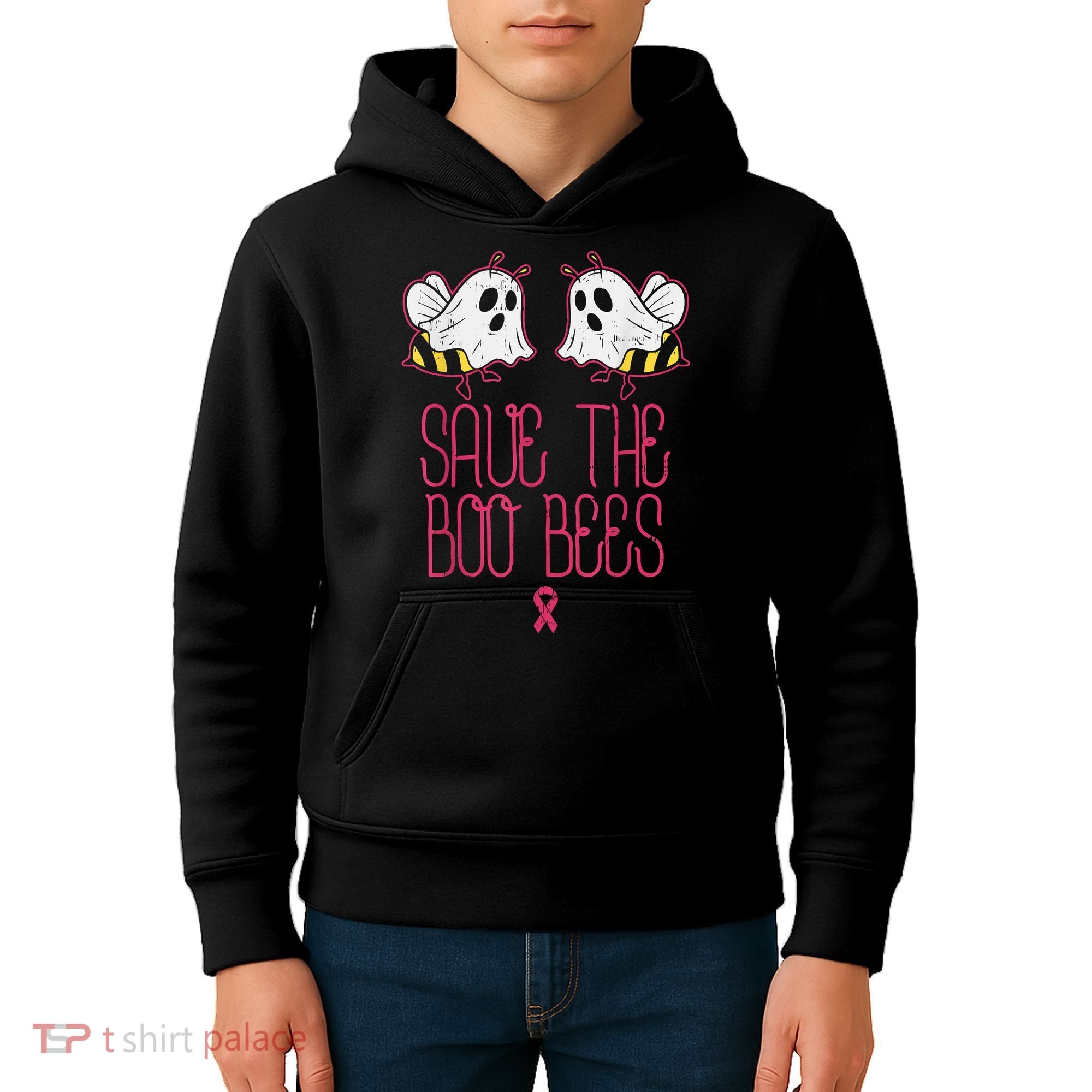 Save The Boobees Boo Bees Breast Cancer Halloween Kids Hoodie