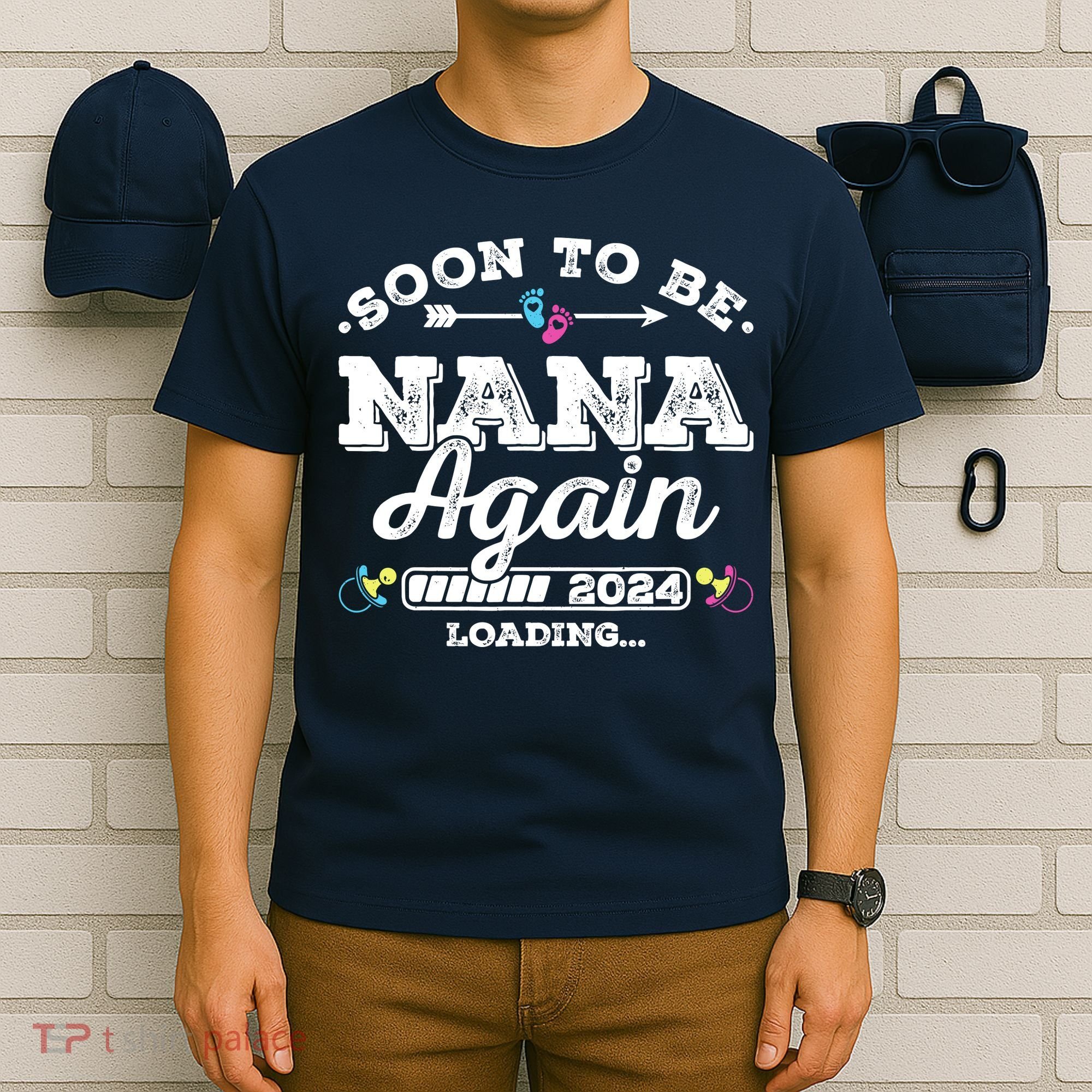 Soon To Be Nana Again 2024 Loading Pregnancy Announcement T-Shirt