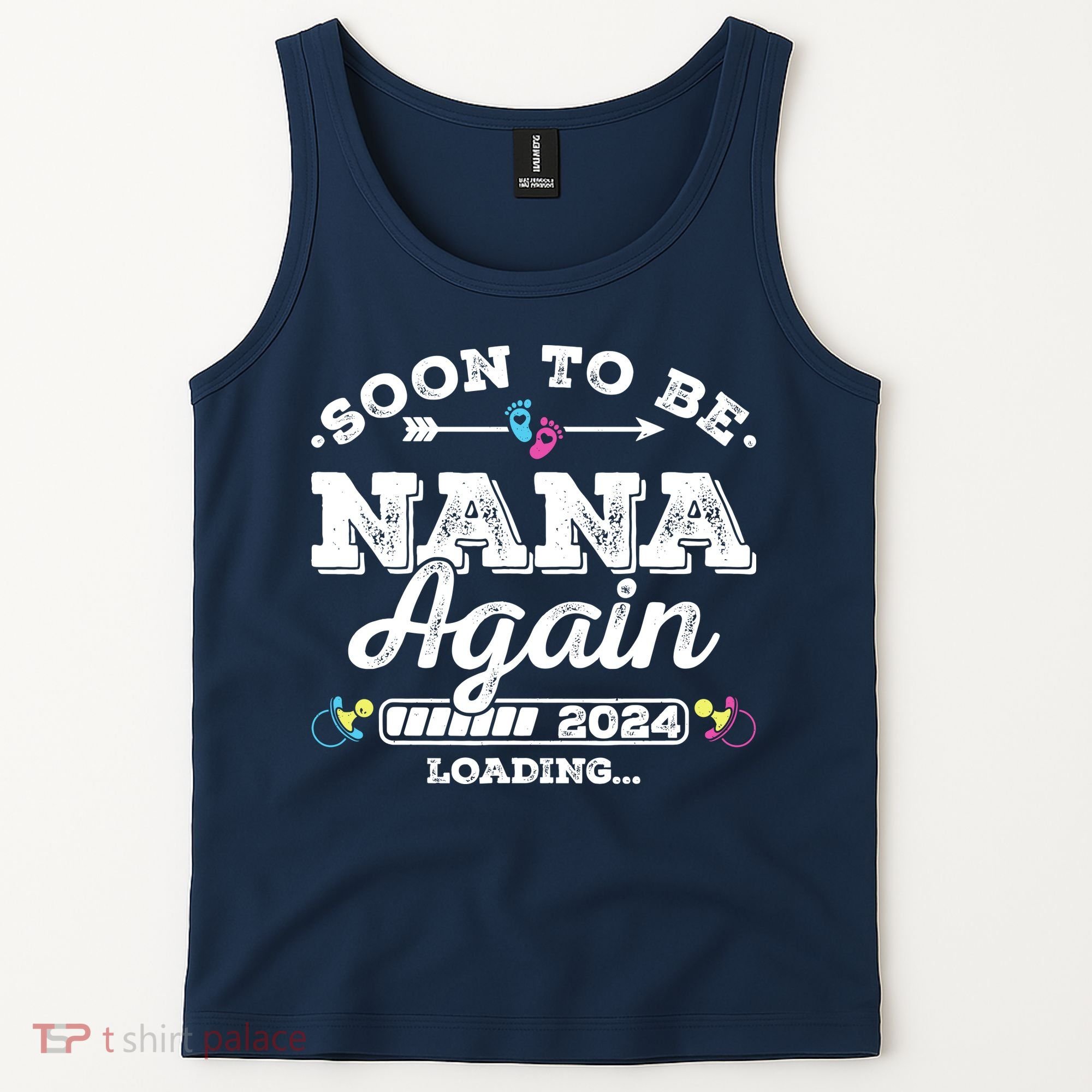 Soon To Be Nana Again 2024 Loading Pregnancy Announcement Tank Top