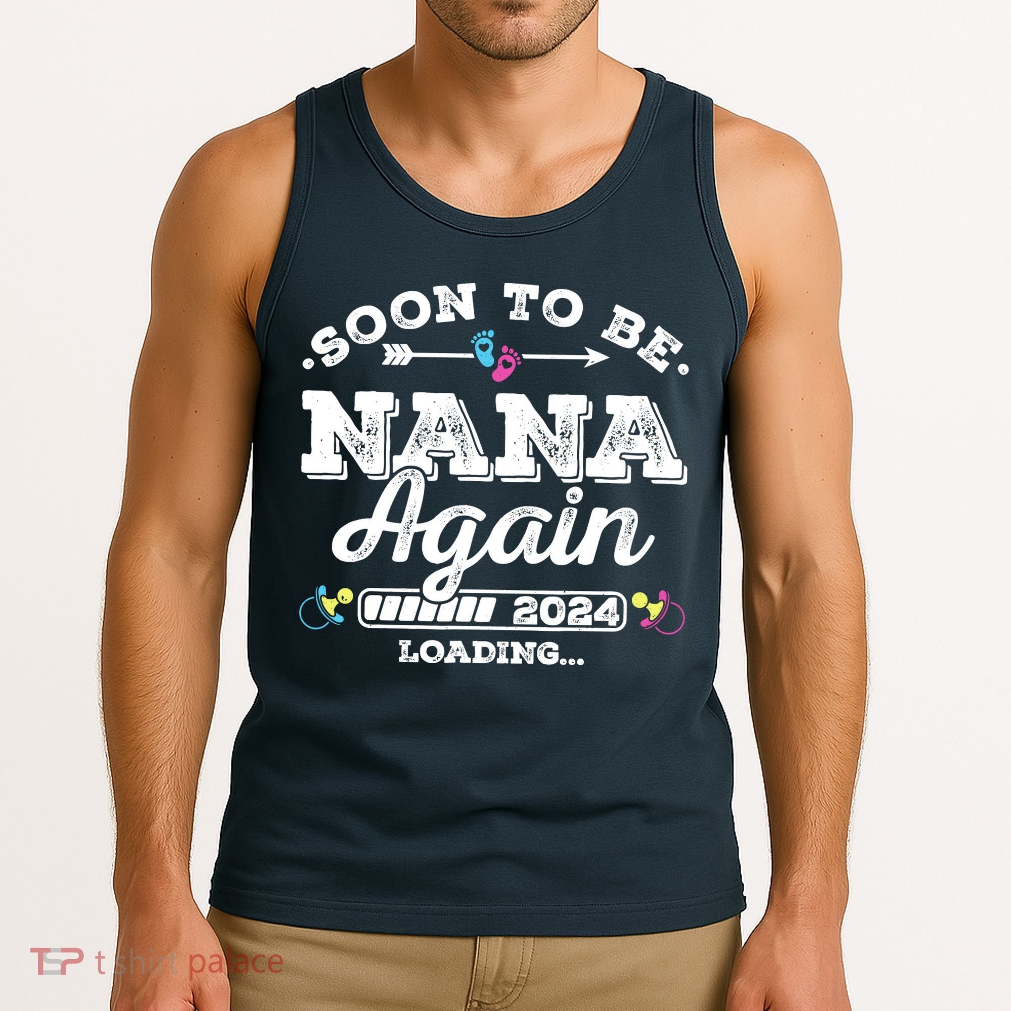 Soon To Be Nana Again 2024 Loading Pregnancy Announcement Tank Top
