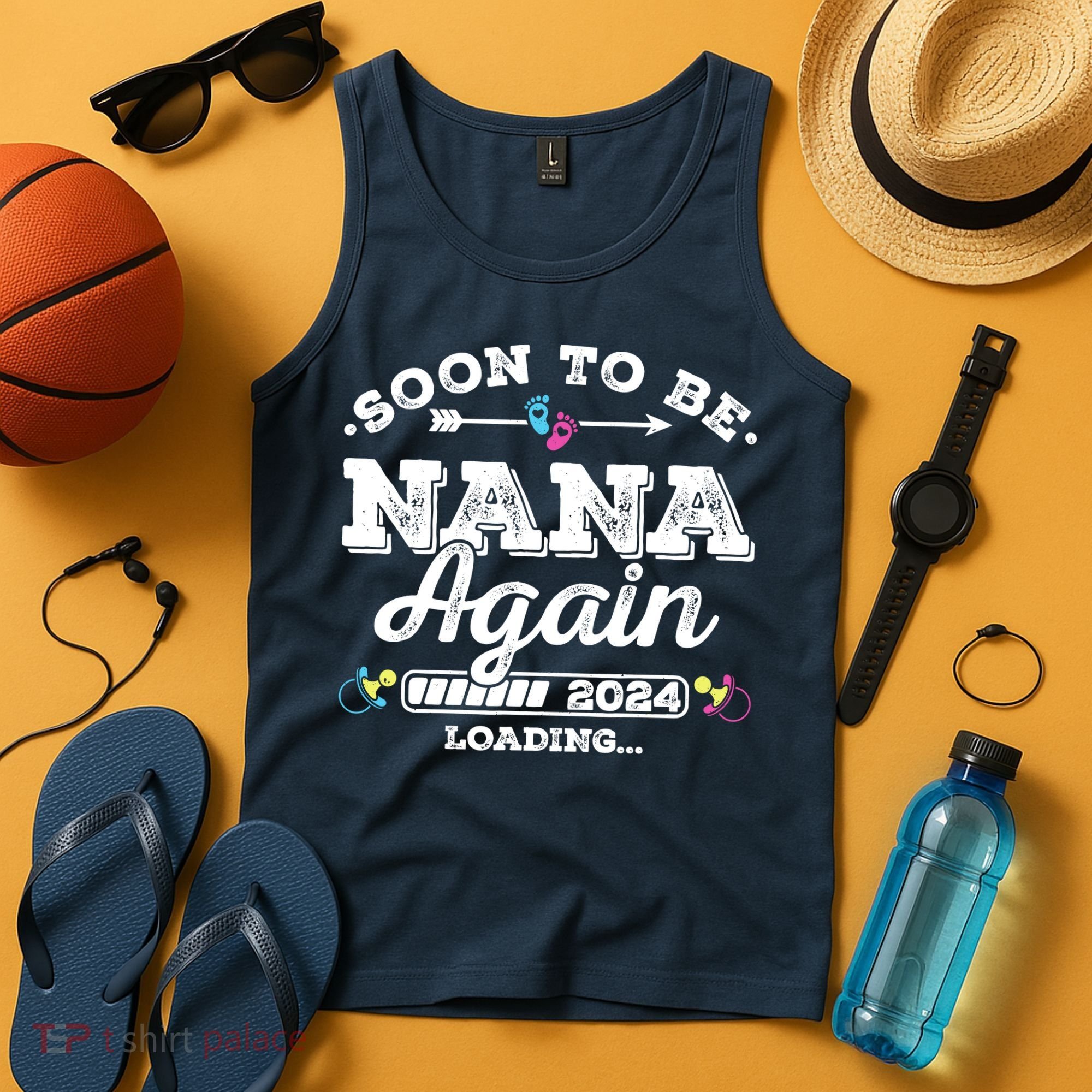 Soon To Be Nana Again 2024 Loading Pregnancy Announcement Tank Top