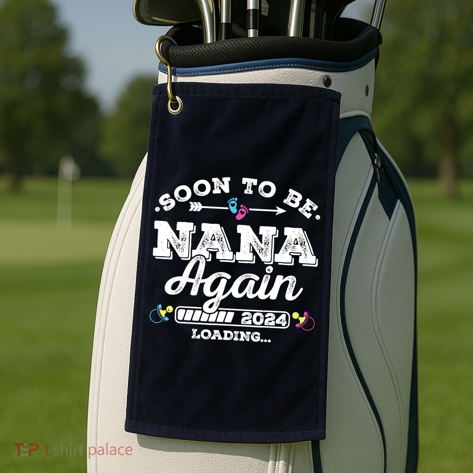 Soon To Be Nana Again 2024 Loading Pregnancy Announcement Golf Towel