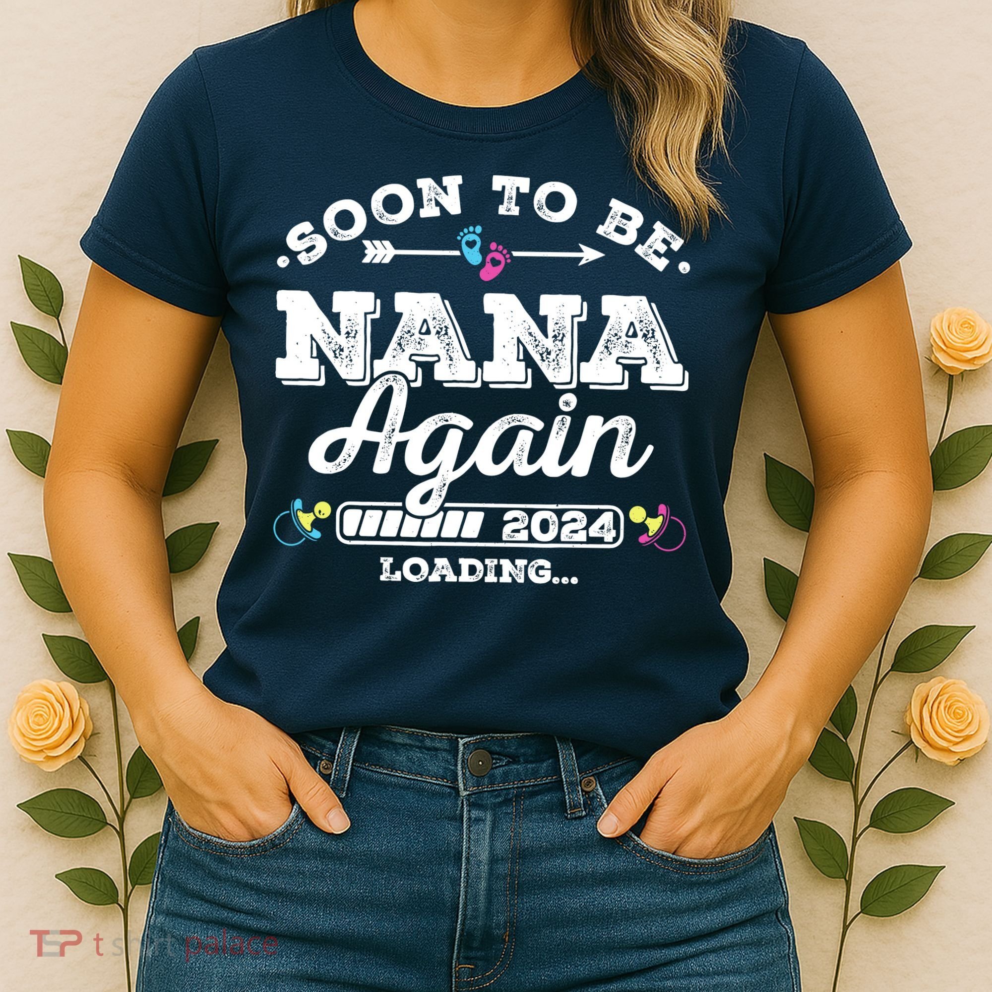 Soon To Be Nana Again 2024 Loading Pregnancy Announcement Women's T-Shirt
