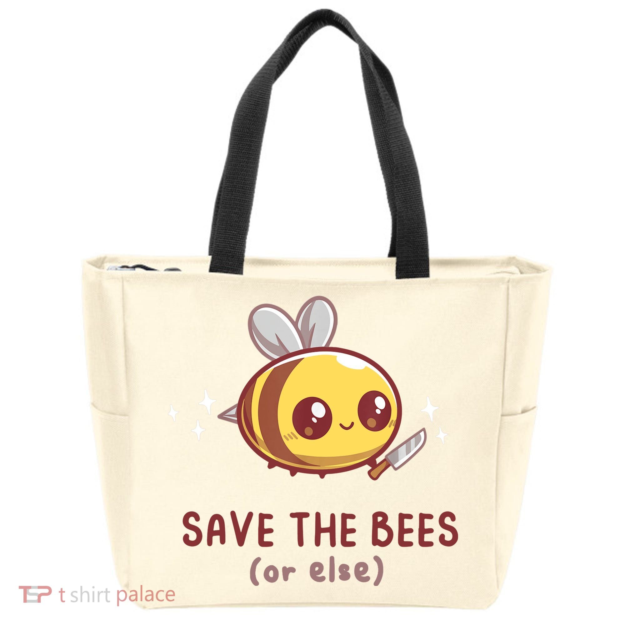 Save The Bees( Or Else) For Yellow Bees Funny Tee Tote Bag