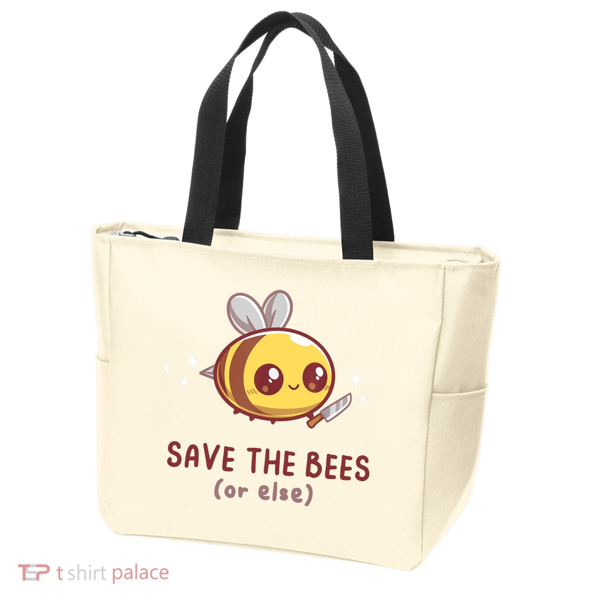 Save The Bees( Or Else) For Yellow Bees Funny Tee Tote Bag