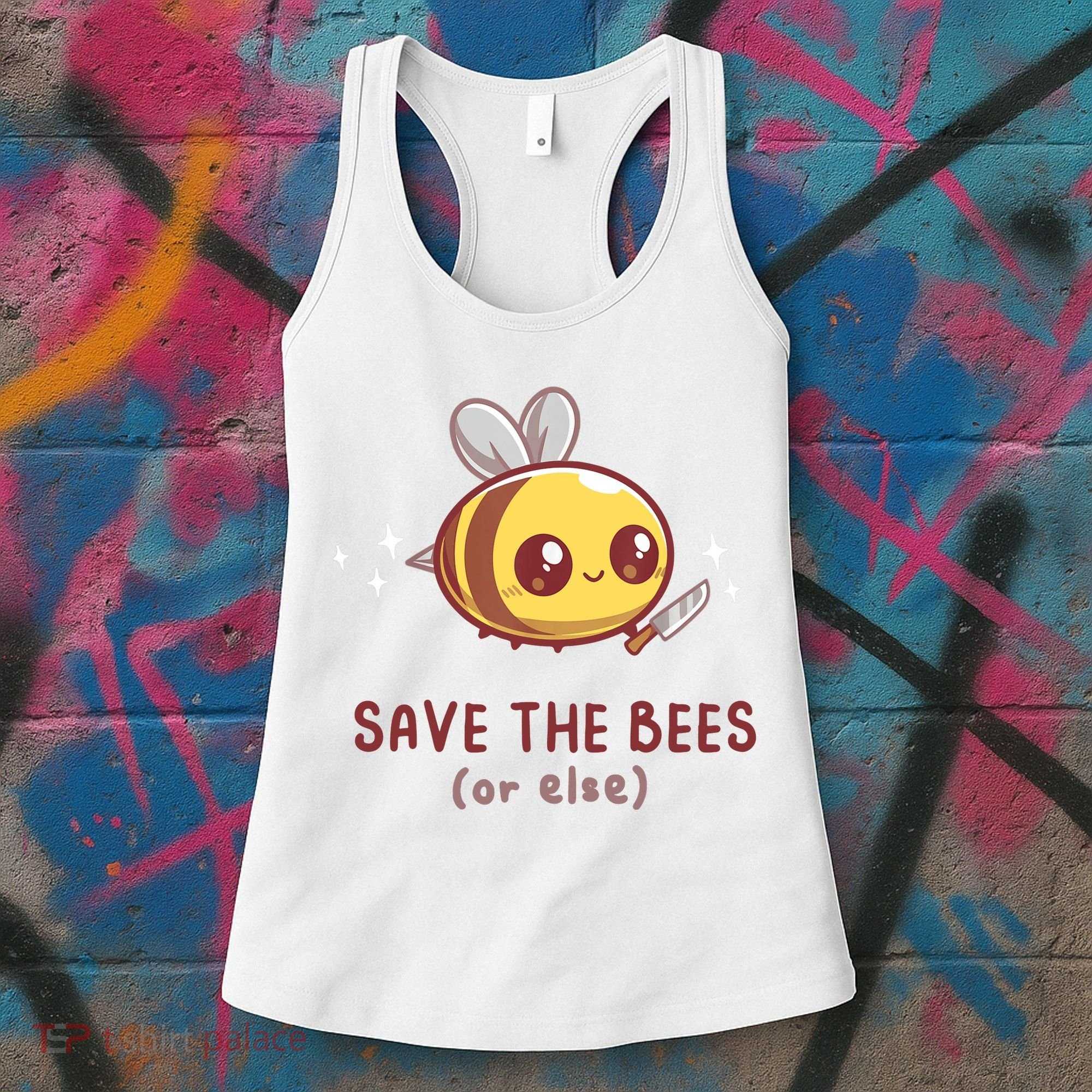 Save The Bees( Or Else) For Yellow Bees Funny Tee Women's Tank Top