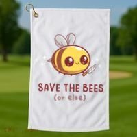 Save The Bees( Or Else) For Yellow Bees Funny Tee Golf Towel thumb 1
