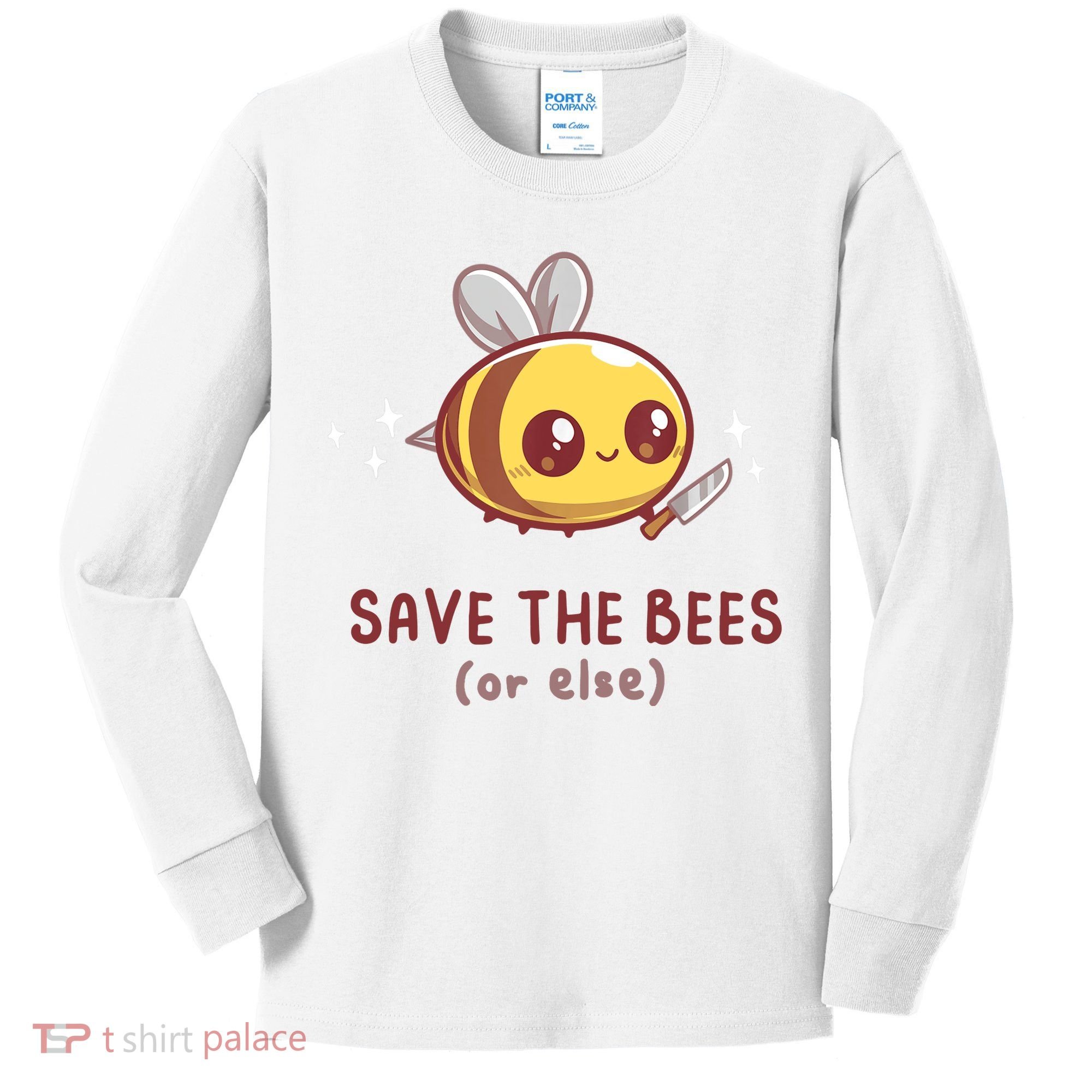 Save The Bees( Or Else) For Yellow Bees Funny Tee Kids Long Sleeve Shirt