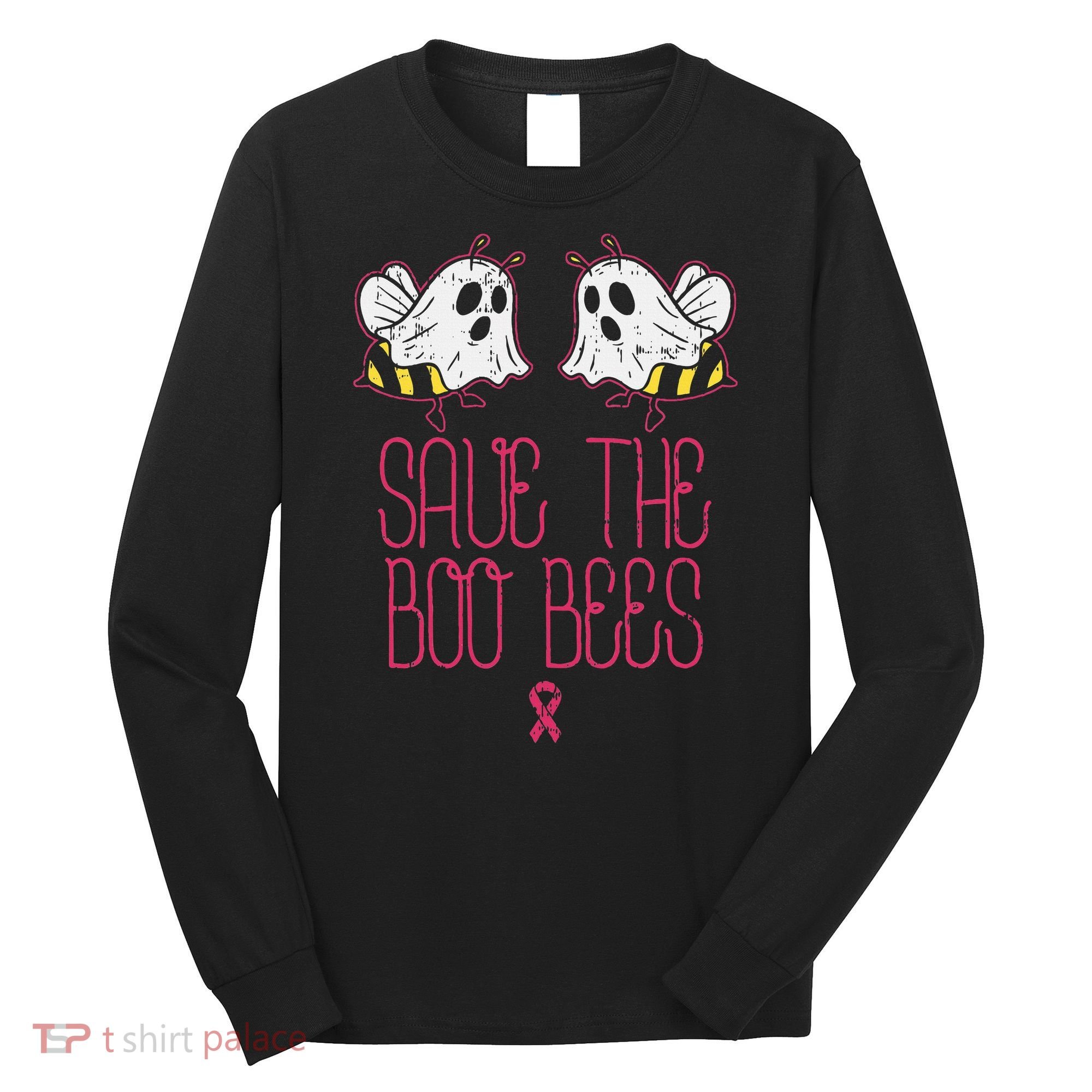Save The Boobees Boo Bees Breast Cancer Halloween Long Sleeve Shirt