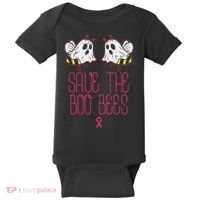Save The Boobees Boo Bees Breast Cancer Halloween Baby Bodysuit thumb 0