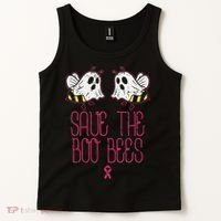 Save The Boobees Boo Bees Breast Cancer Halloween Tank Top thumb 2