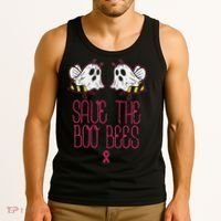 Save The Boobees Boo Bees Breast Cancer Halloween Tank Top thumb 3