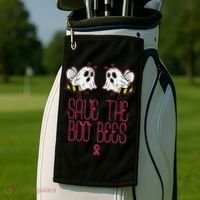 Save The Boobees Boo Bees Breast Cancer Halloween Golf Towel thumb 2