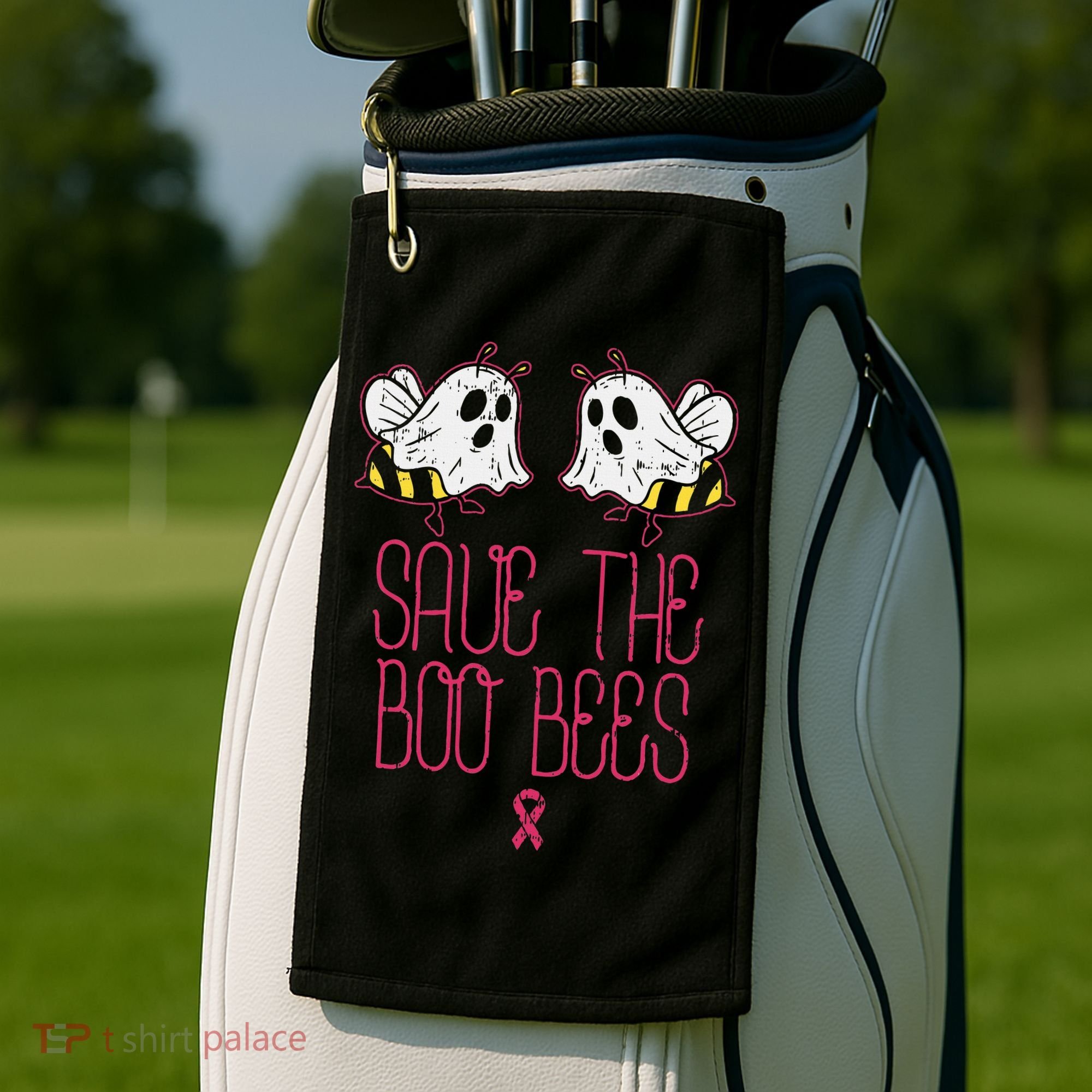Save The Boobees Boo Bees Breast Cancer Halloween Golf Towel