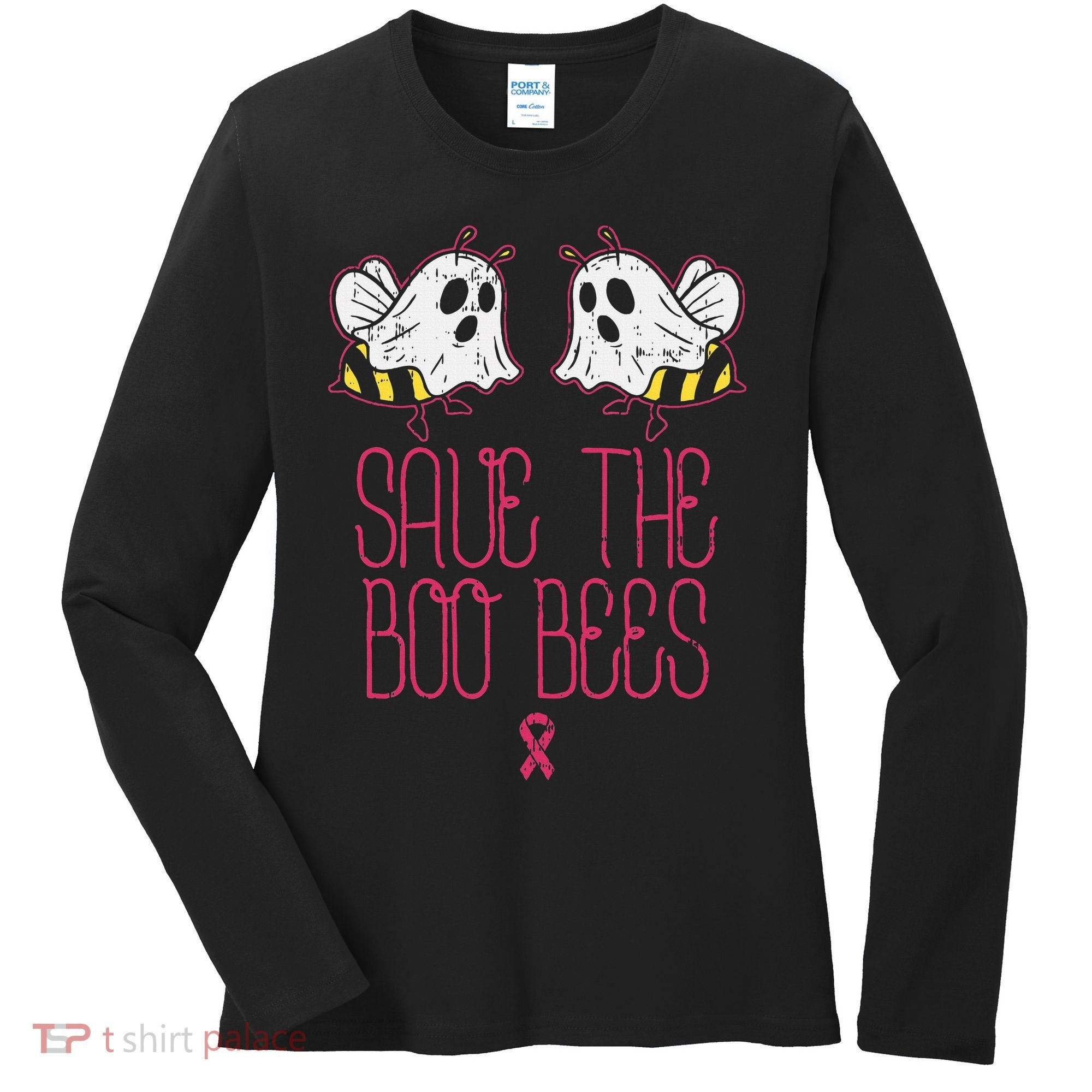Save The Boobees Boo Bees Breast Cancer Halloween Women's Long Sleeve Shirt