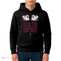 Save The Boobees Boo Bees Breast Cancer Halloween Kids Hoodie thumb 4