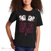 Save The Boobees Boo Bees Breast Cancer Halloween Kids T-Shirt thumb 2