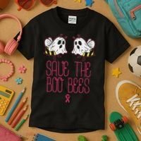 Save The Boobees Boo Bees Breast Cancer Halloween Kids T-Shirt thumb 3