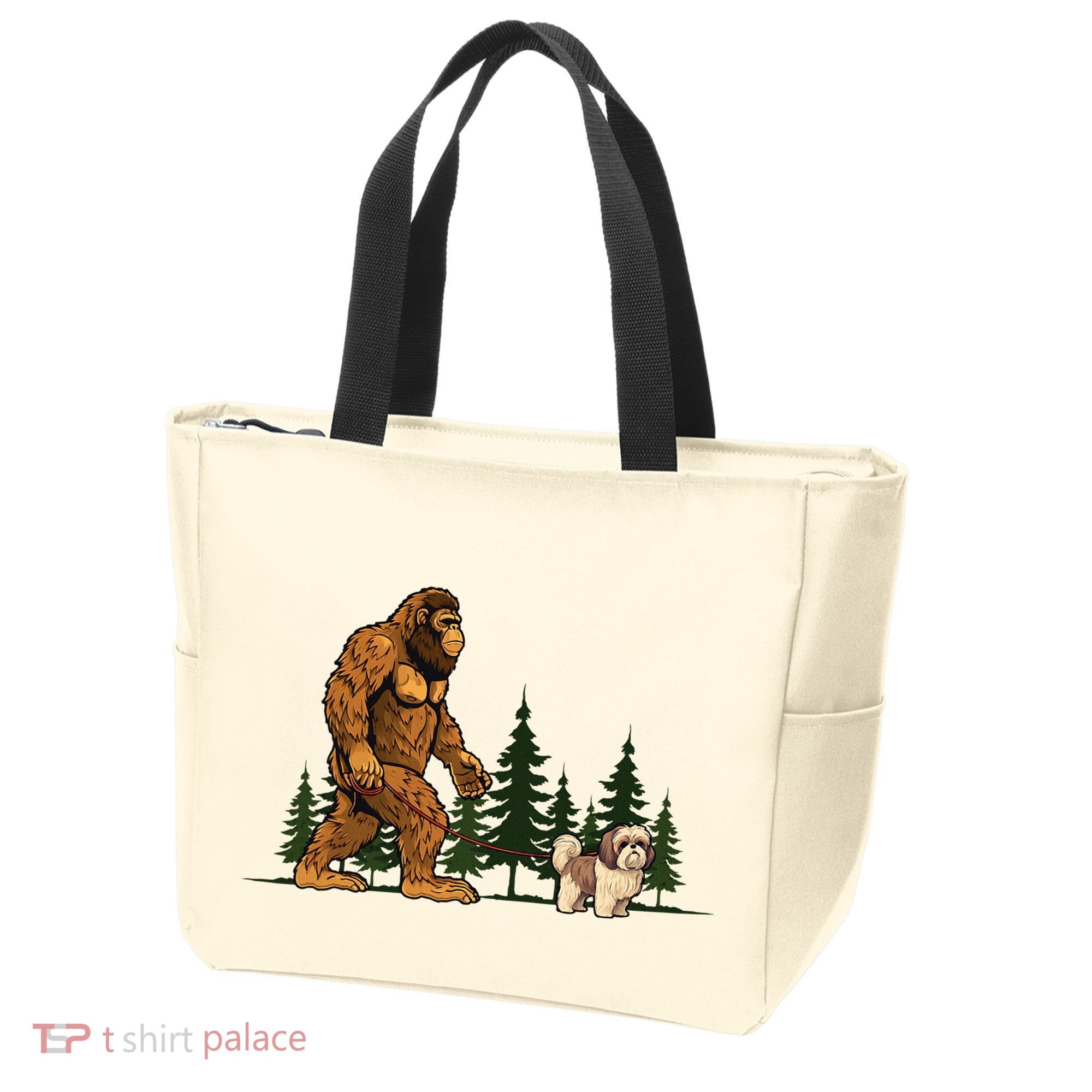 Shih Tzu Bigfoot Dog Walking Dog Mom Dad Tote Bag