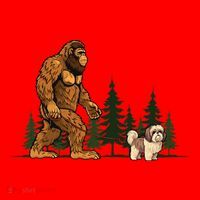 Shih Tzu Bigfoot Dog Walking Dog Mom Dad Santa Hat thumb 1