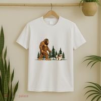 Shih Tzu Bigfoot Dog Walking Dog Mom Dad T-Shirt thumb 2