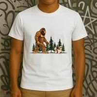 Shih Tzu Bigfoot Dog Walking Dog Mom Dad T-Shirt thumb 3