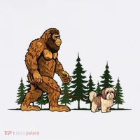 Shih Tzu Bigfoot Dog Walking Dog Mom Dad T-Shirt thumb 7