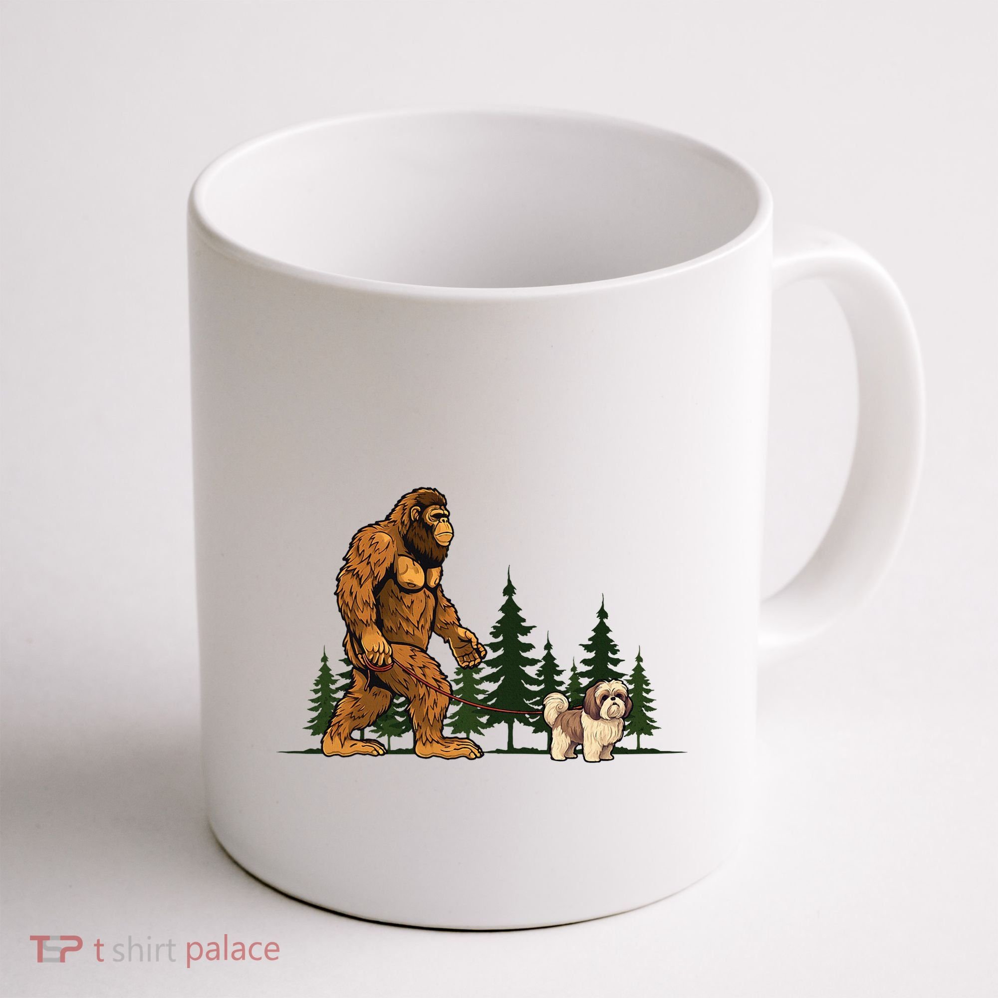 Shih Tzu Bigfoot Dog Walking Dog Mom Dad Coffee Mug