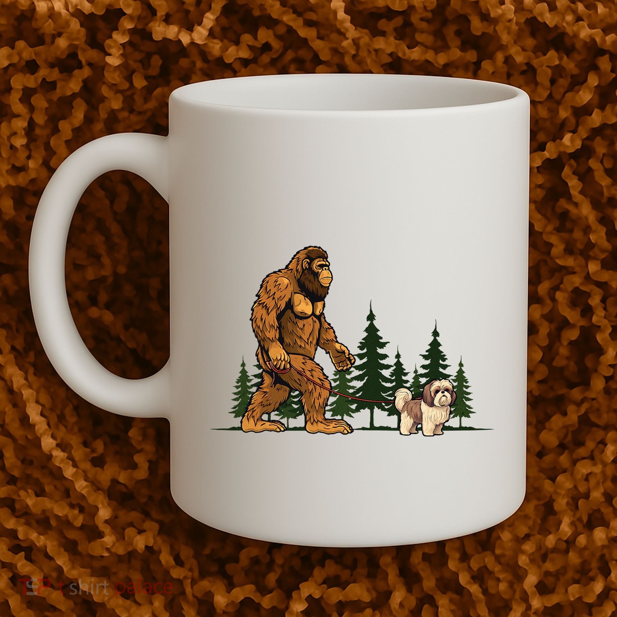 Shih Tzu Bigfoot Dog Walking Dog Mom Dad Coffee Mug