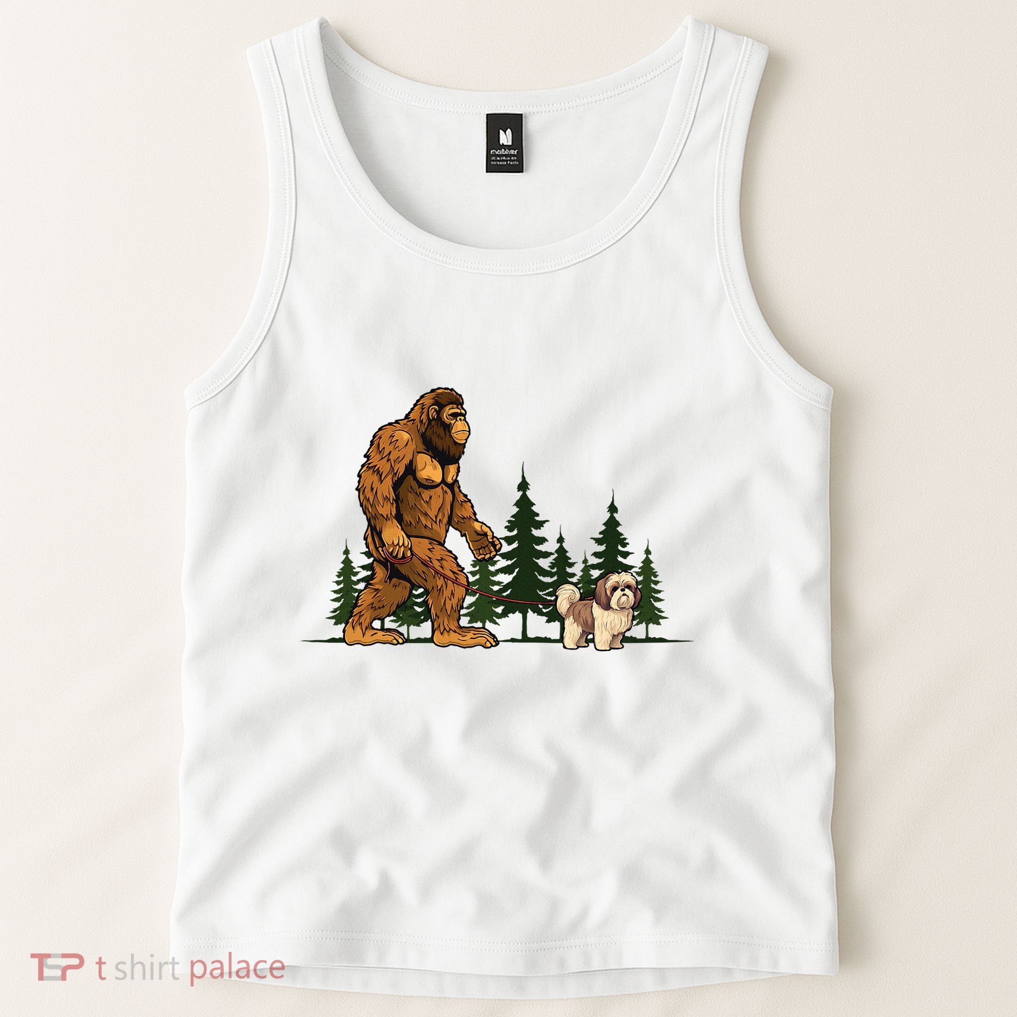 Shih Tzu Bigfoot Dog Walking Dog Mom Dad Tank Top