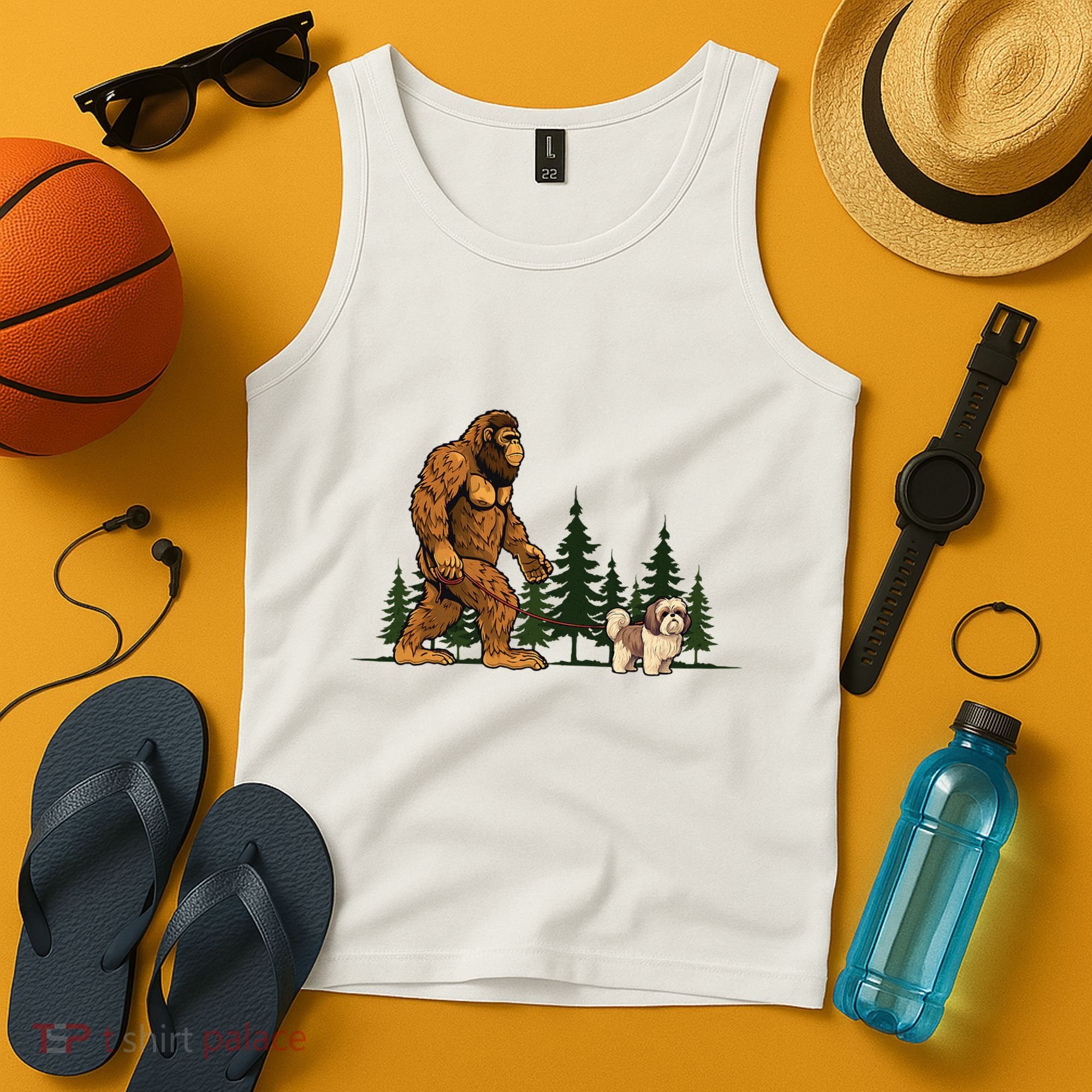 Shih Tzu Bigfoot Dog Walking Dog Mom Dad Tank Top