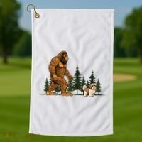 Shih Tzu Bigfoot Dog Walking Dog Mom Dad Golf Towel thumb 1