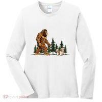 Shih Tzu Bigfoot Dog Walking Dog Mom Dad Women's Long Sleeve Shirt thumb 0