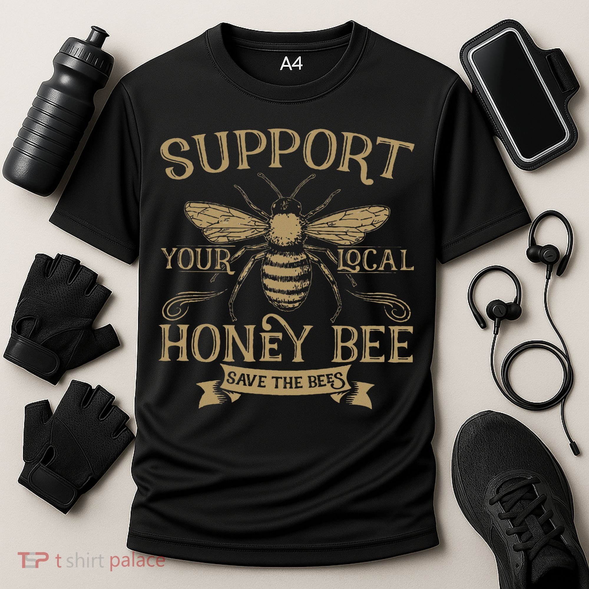 Save The Bees Local Honey Bee Support Cooling Performance Crew T-Shirt